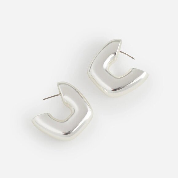 [NWT] Madewell Chunky Square Hoop Earrings in Silver - Picture 1 of 2